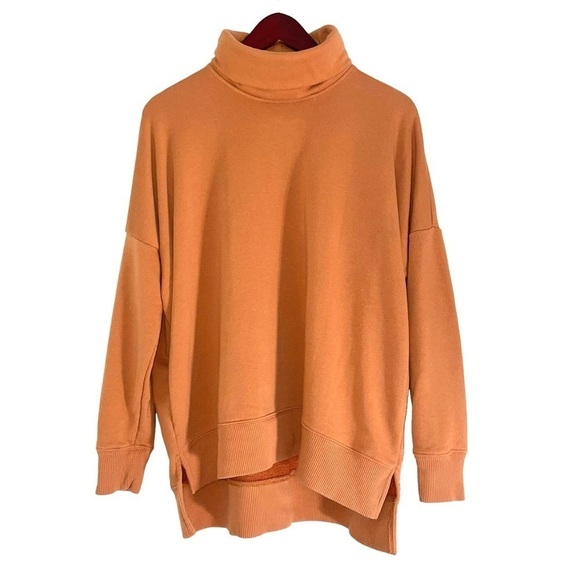 Aerie turtleneck oversized sweater slouchy Sunday soft funnel pullover orange XS - Picture 1 of 14